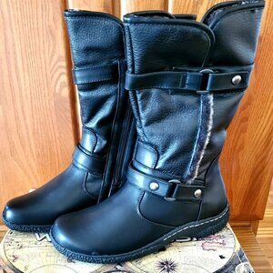 WOMEN BOOTS SIZE 8 WW WANDERLUST COMFORT WIDE WIDTH BLACK ZIPPER